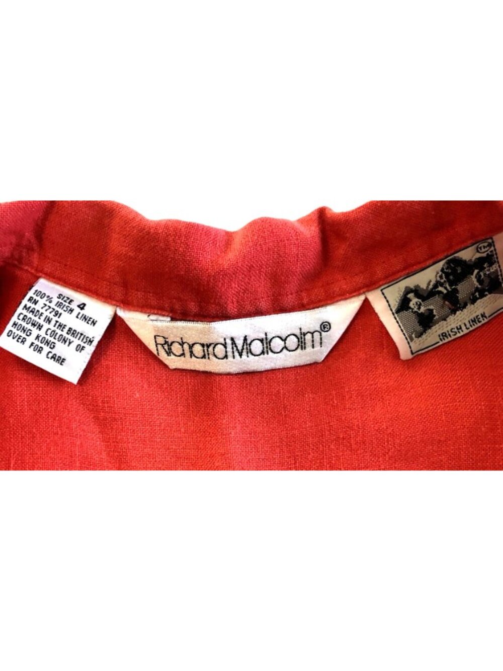 Richard Malcom Irish Linen Blouse Red Button Up Summer Preppy Retro Casual Wom 4 - Picture 2 of 7